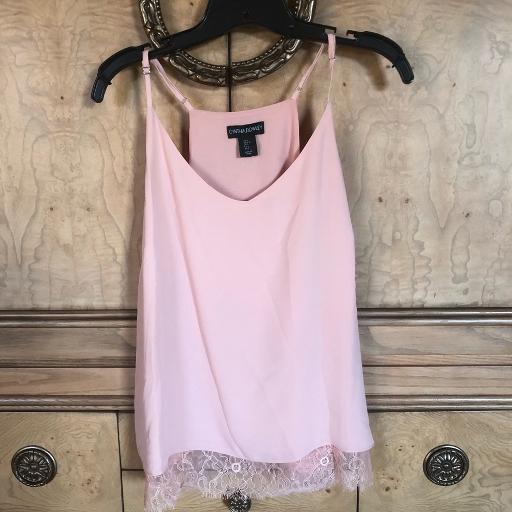 Blush Pink Lace Cynthia Rowley Tank Top